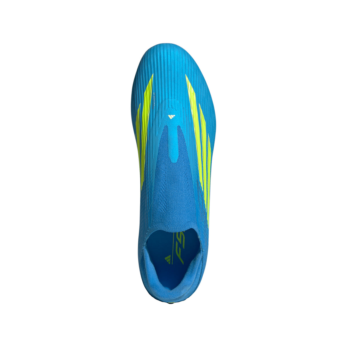 Tacos de fútbol adidas F50 League sin cordones FG/MG para terreno firme/múltiple para hombre - Azul/Amarillo/Aqua