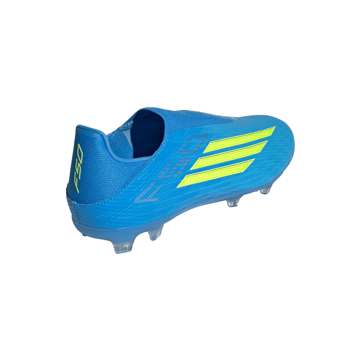 Tacos de fútbol adidas F50 League sin cordones FG/MG para terreno firme/múltiple para hombre - Azul/Amarillo/Aqua