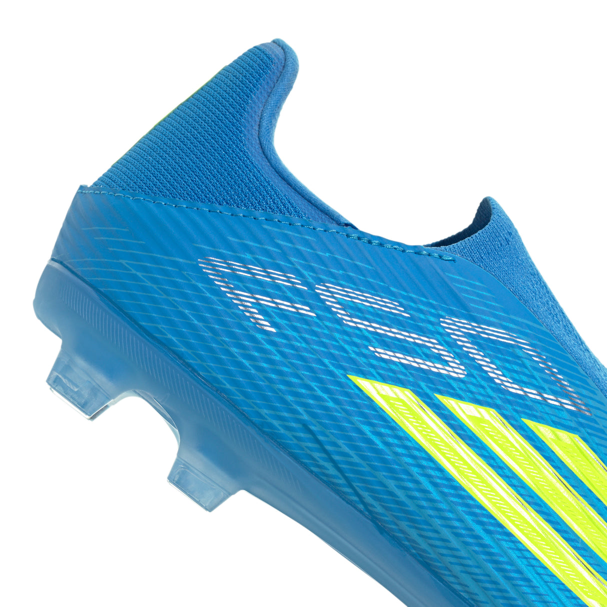 Tacos de fútbol adidas F50 League sin cordones FG/MG para terreno firme/múltiple para hombre - Azul/Amarillo/Aqua