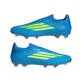 Tacos de fútbol adidas F50 League sin cordones FG/MG para terreno firme/múltiple para hombre - Azul/Amarillo/Aqua