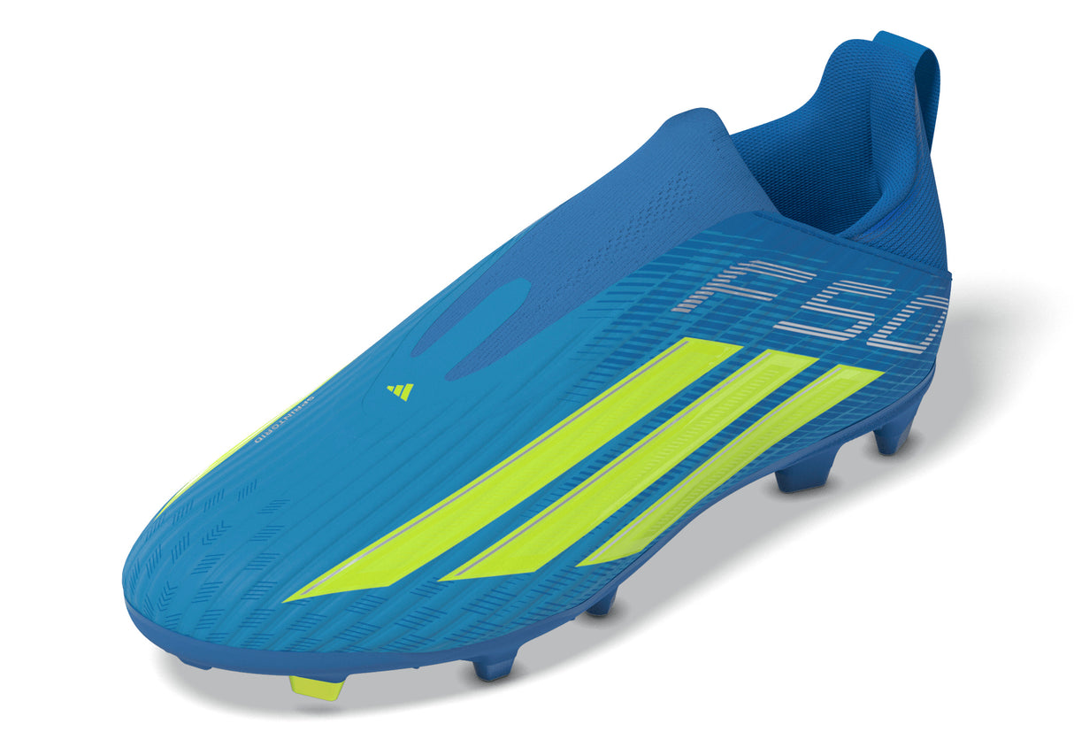 adidas F50 League Laceless FG/MG Firm Ground/Multi Ground Youth Soccer Cleats - Blue/Yellow/Aqua