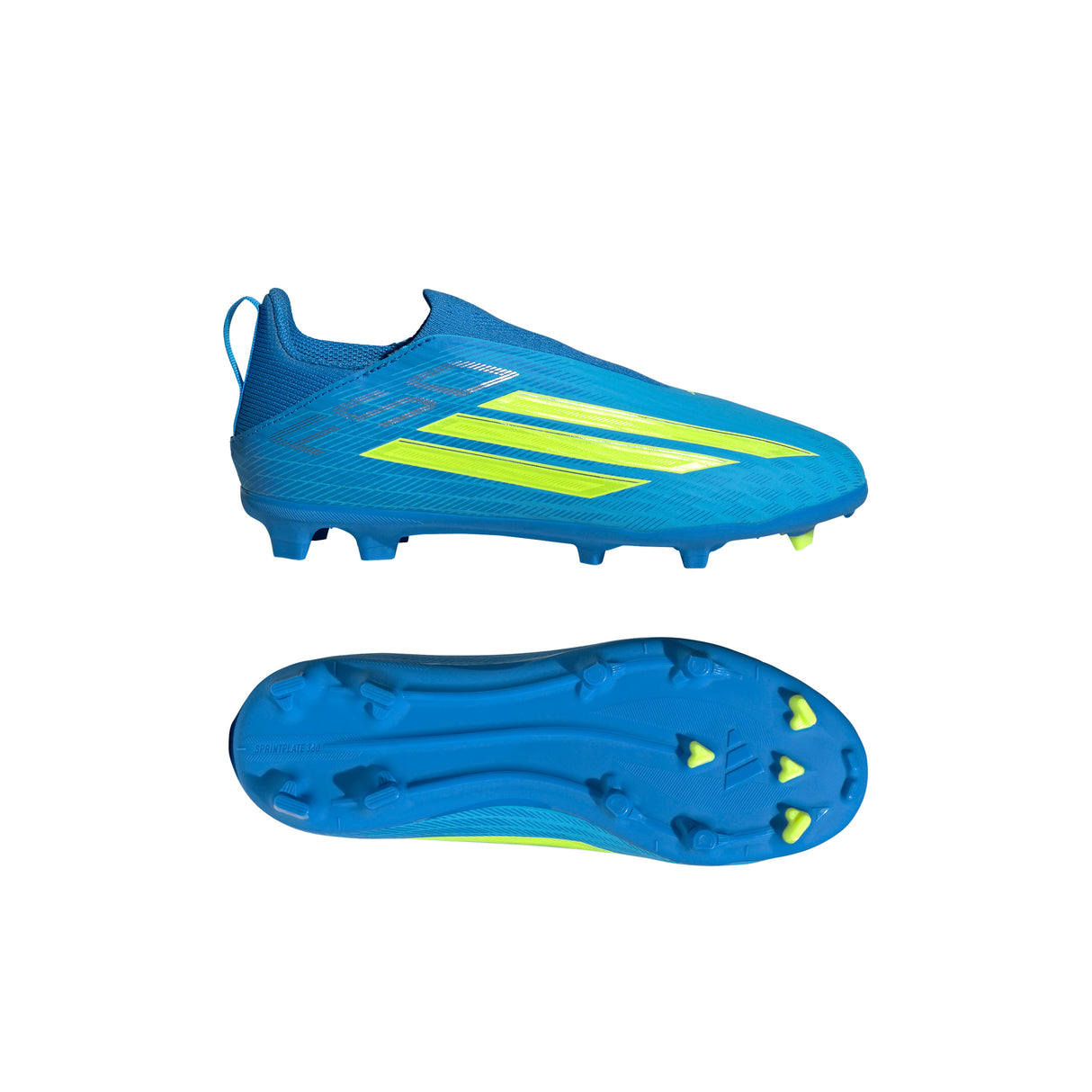 adidas F50 League Laceless FG/MG Firm Ground/Multi Ground Youth Soccer Cleats - Blue/Yellow/Aqua