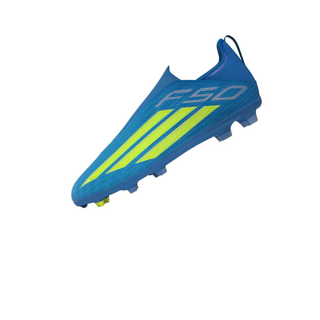 adidas F50 League Laceless FG/MG Firm Ground/Multi Ground Youth Soccer Cleats - Blue/Yellow/Aqua