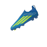 adidas F50 League Laceless FG/MG Firm Ground/Multi Ground Youth Soccer Cleats - Blue/Yellow/Aqua