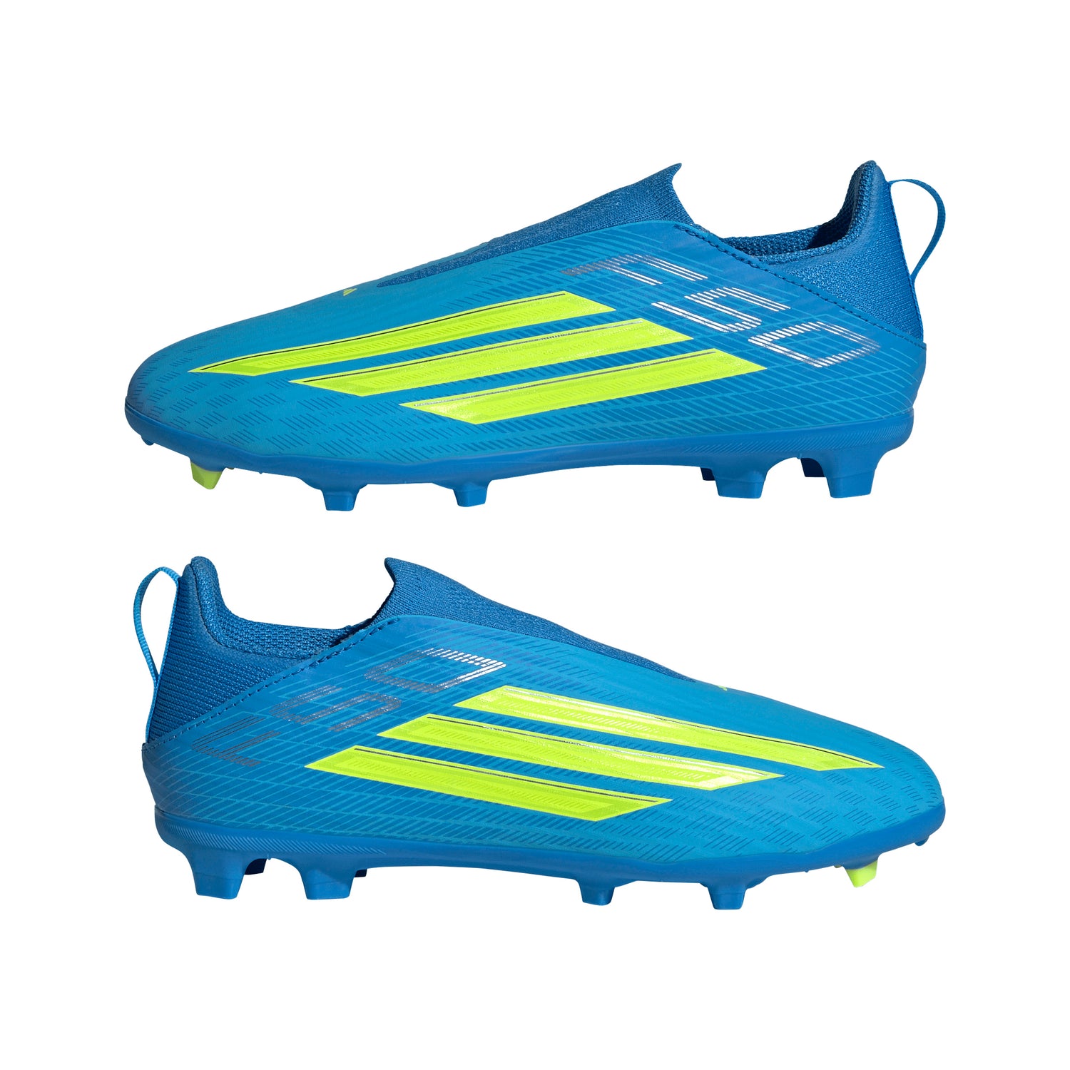 adidas F50 League Laceless FG/MG Firm Ground/Multi Ground Youth Soccer Cleats - Blue/Yellow/Aqua