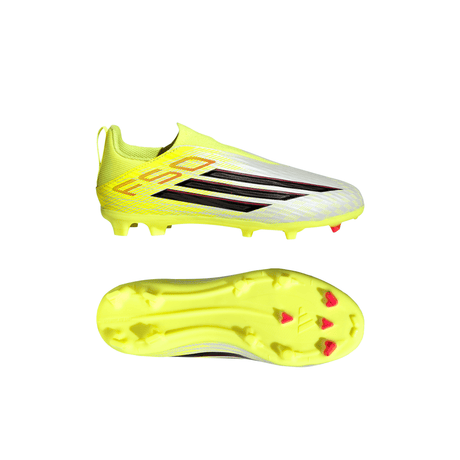 adidas F50 League Laceless FG/MG Firm Ground/Multi Ground Youth Soccer Cleats - Yellow/Black/Red