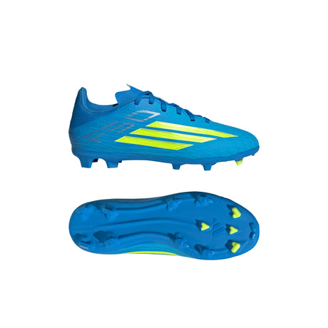 adidas F50 League FG/MG Firm Ground/Multi Ground Youth Soccer Cleats - Blue/Yellow/Aqua