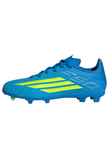 adidas F50 League FG/MG Firm Ground/Multi Ground Youth Soccer Cleats - Blue/Yellow/Aqua