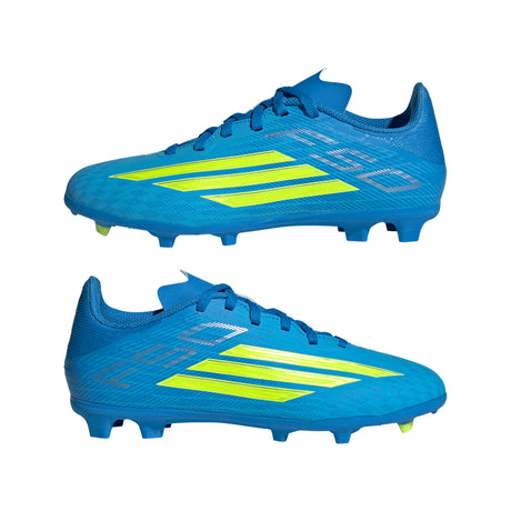 adidas F50 League FG/MG Firm Ground/Multi Ground Youth Soccer Cleats - Blue/Yellow/Aqua