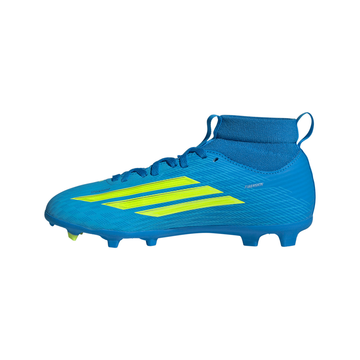 adidas F50 League Mid Cut FG/MG Firm Ground/Multi Ground Youth Soccer Cleats - Blue/Yellow/Aqua