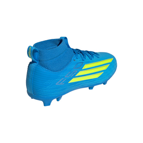 adidas F50 League Mid Cut FG/MG Firm Ground/Multi Ground Youth Soccer Cleats - Blue/Yellow/Aqua