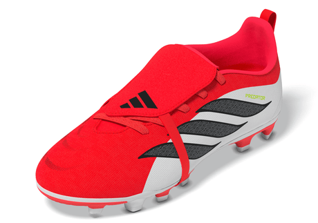 adidas Predator Club Fold-Over Tongue Elastic Laces FG/MG Youth Soccer Cleats - Red/Black/White
