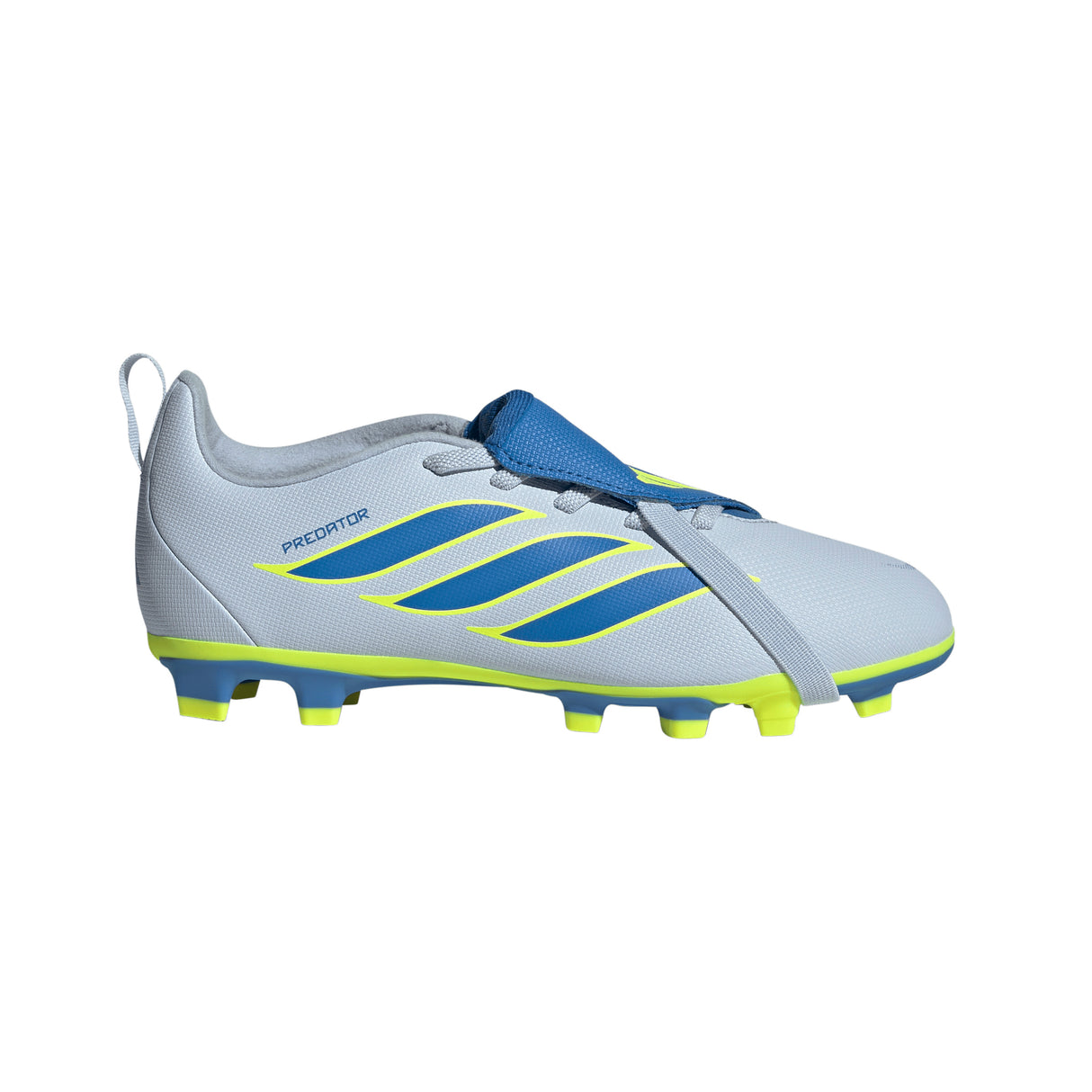 adidas Predator Club Fold-Over Tongue Elastic Laces FG/MG Firm Ground/Multi Ground Youth Soccer Cleats - Sky/Blue/Yellow