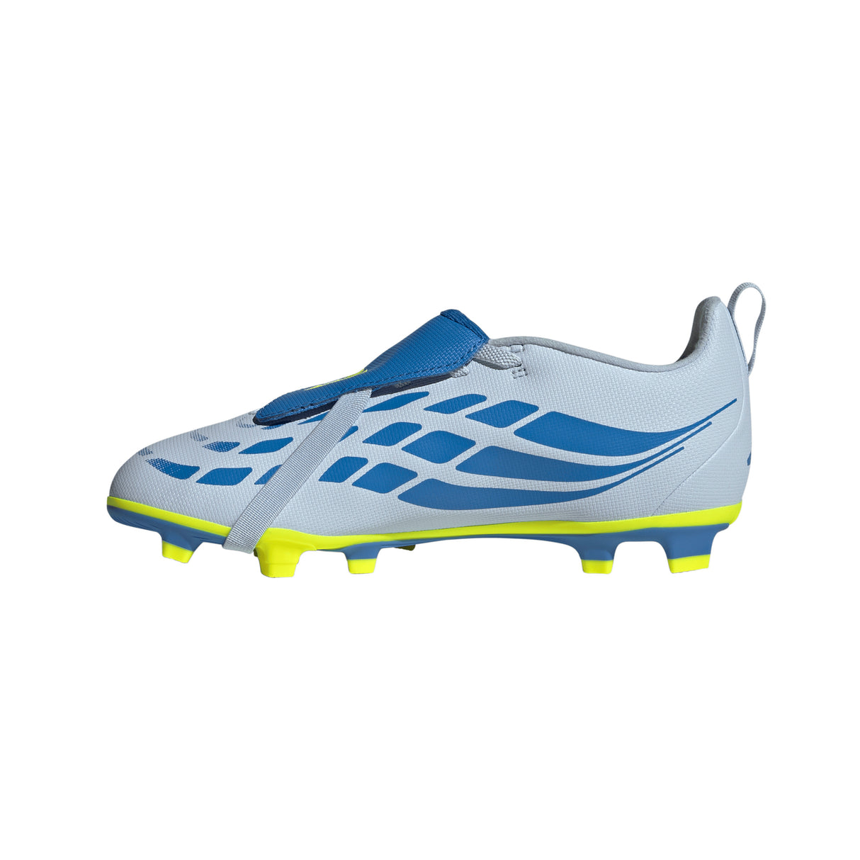 adidas Predator Club Fold-Over Tongue Elastic Laces FG/MG Firm Ground/Multi Ground Youth Soccer Cleats - Sky/Blue/Yellow
