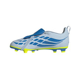 adidas Predator Club Fold-Over Tongue Elastic Laces FG/MG Firm Ground/Multi Ground Youth Soccer Cleats - Sky/Blue/Yellow