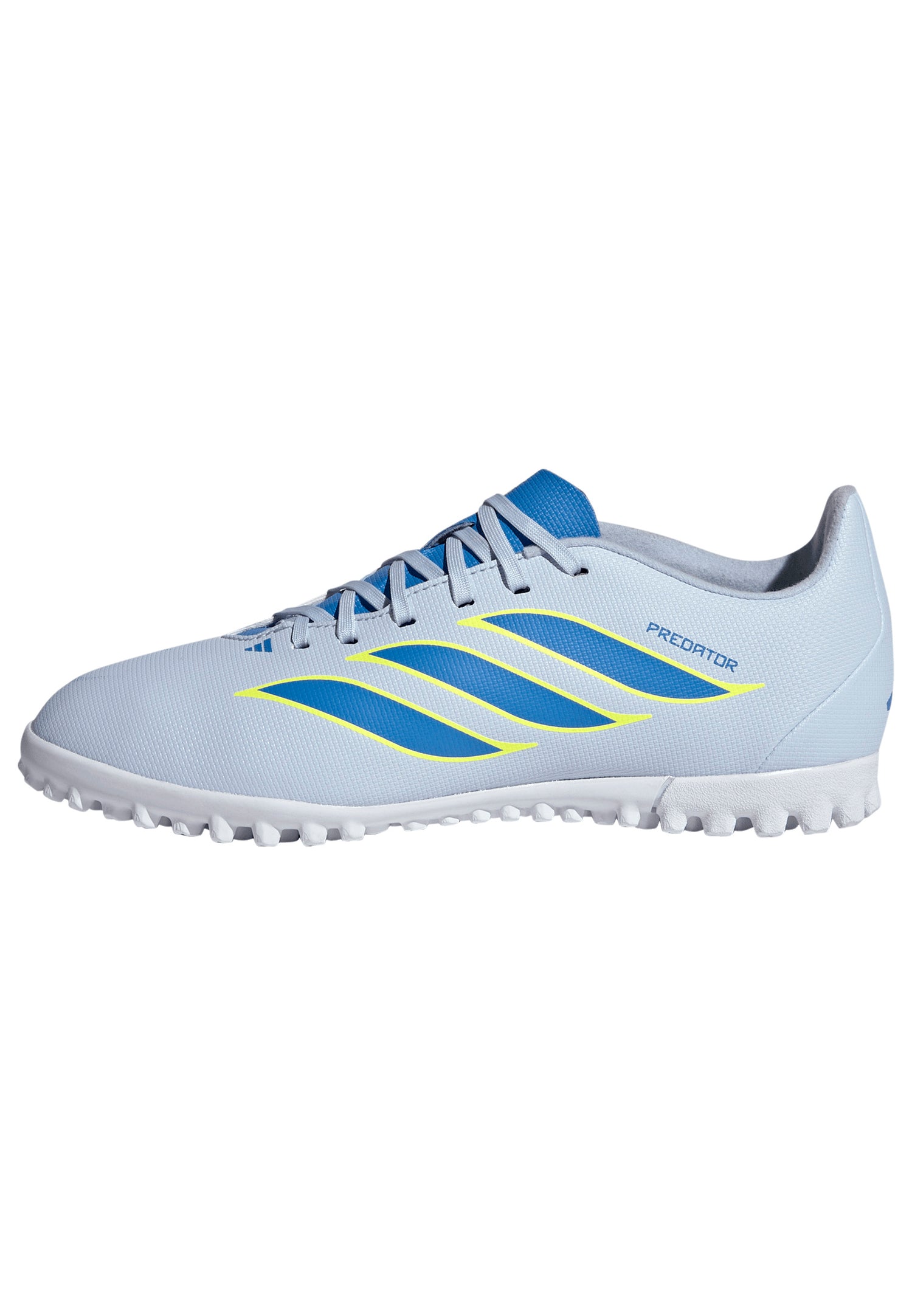 Tacos de fútbol juvenil adidas Predator Club TF para césped artificial - Cielo/Azul/Amarillo