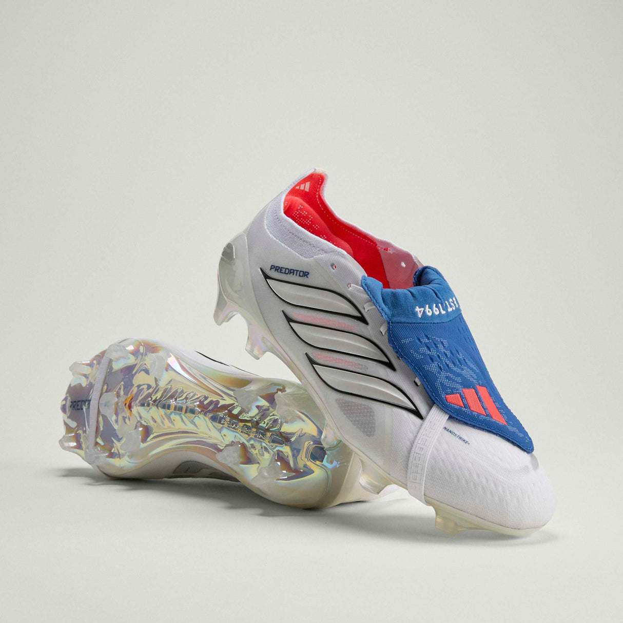 adidas Predator Elite Fold-Over Tongue FG Firm Ground Men's Soccer Cleats - White/Zero Metallic/Blue