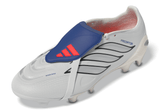 adidas Predator League Fold-Over Tongue FG Firm Ground Men's Soccer Cleats - White/Zero Metallic/Blue