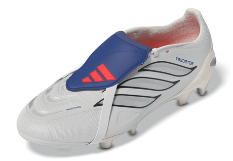 adidas Predator League Fold-Over Tongue FG Firm Ground Men's Soccer Cleats - White/Zero Metallic/Blue