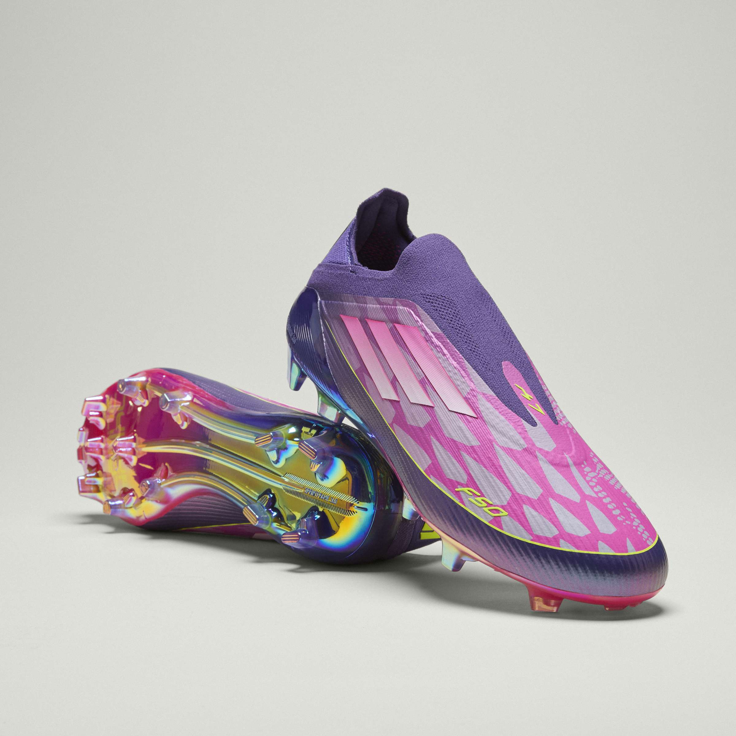 adidas F50 LEAGUE Laceless FG Men's Soccer Cleats - Purple/White/Lemon