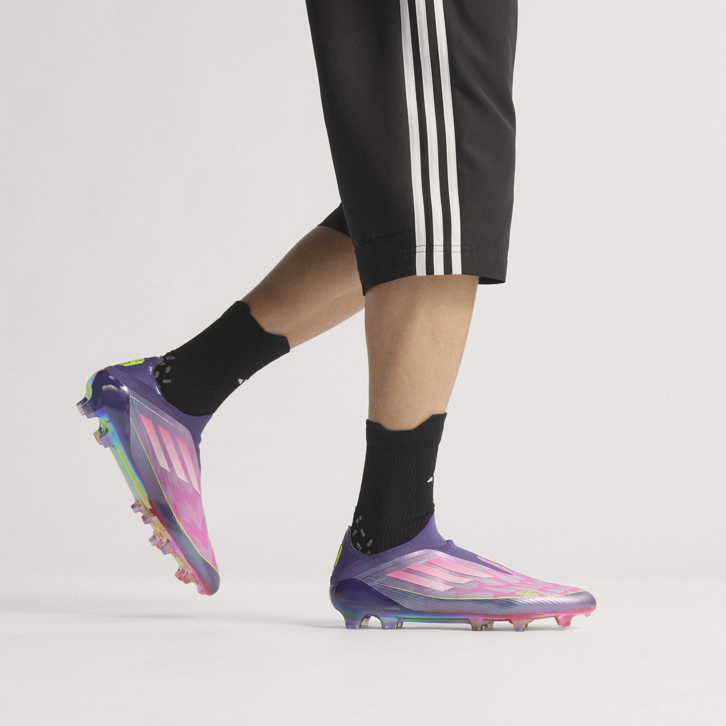 adidas F50 Elite LY Laceless FG Men's Soccer Cleats - Purple/White/Lemon