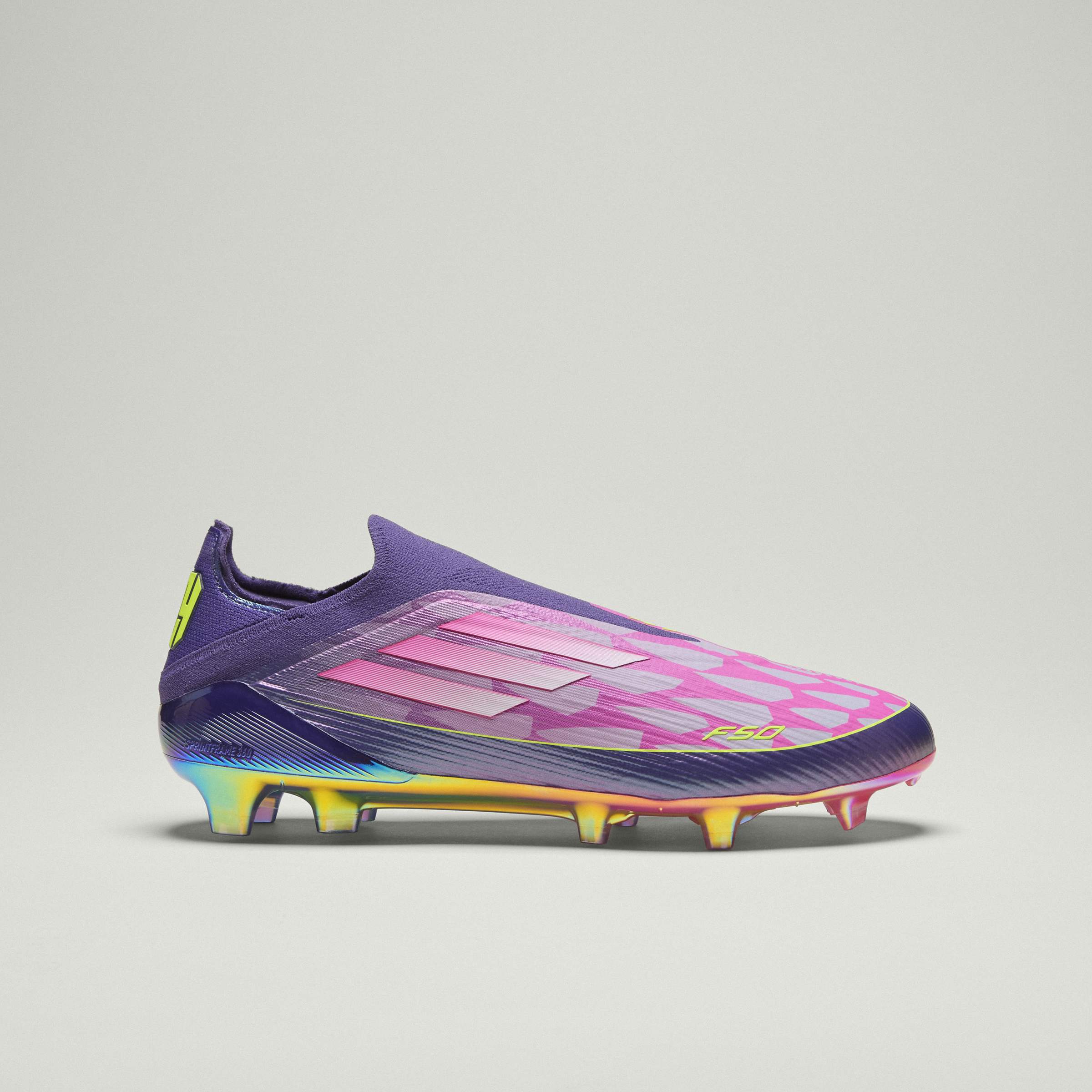 adidas F50 LEAGUE Laceless FG Men's Soccer Cleats - Purple/White/Lemon