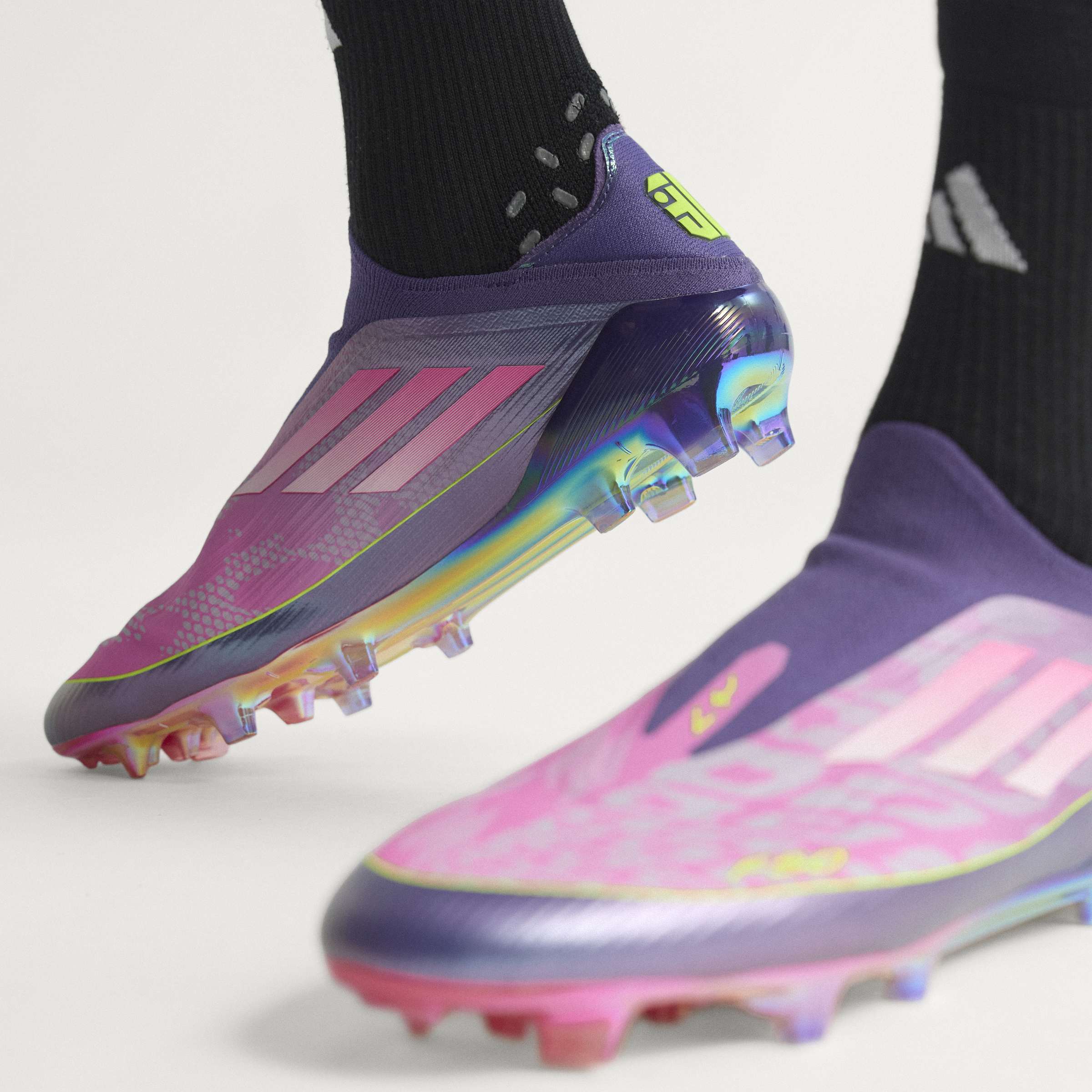 adidas F50 Elite LY Laceless FG Men's Soccer Cleats - Purple/White/Lemon