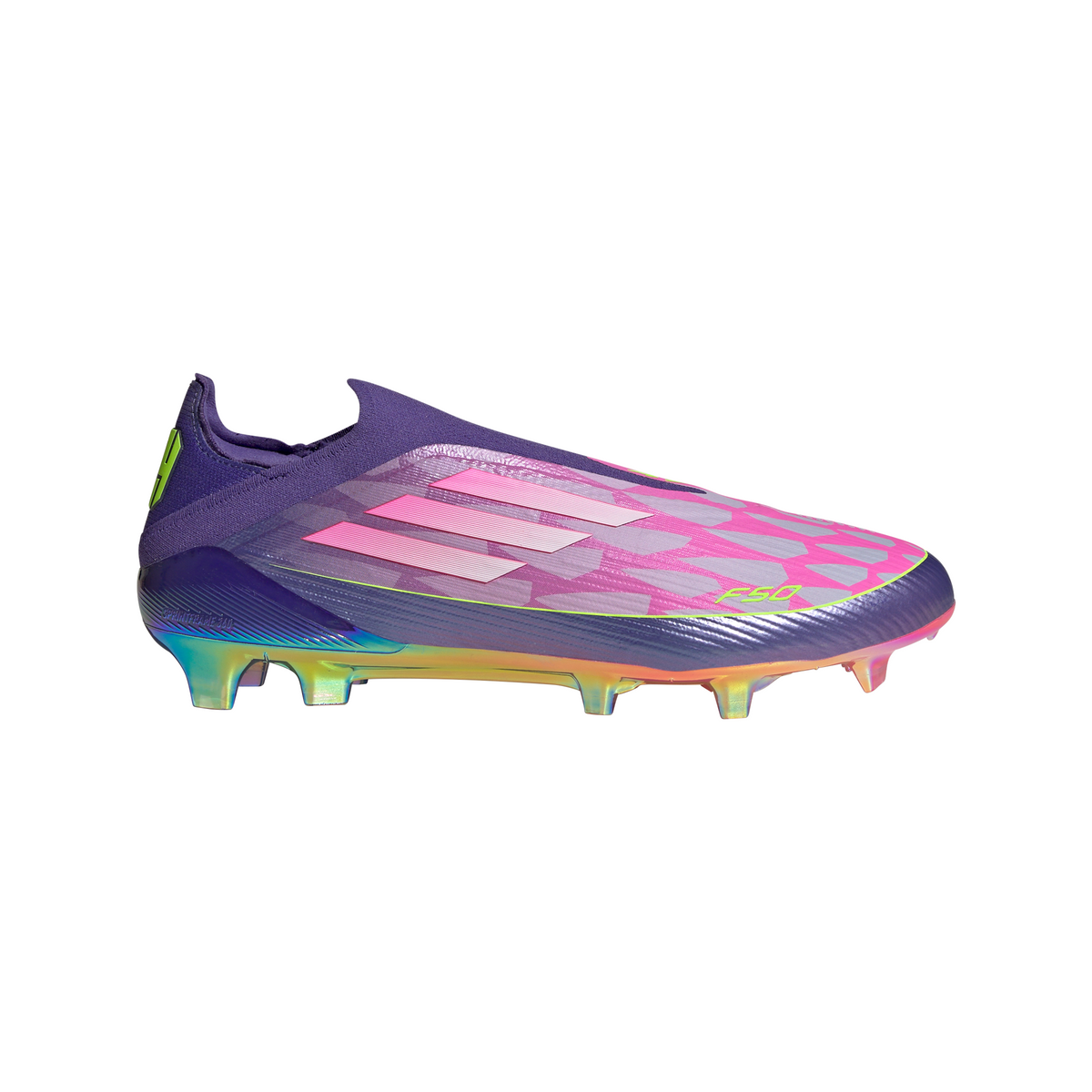 adidas F50 LEAGUE Laceless FG Men's Soccer Cleats - Purple/White/Lemon