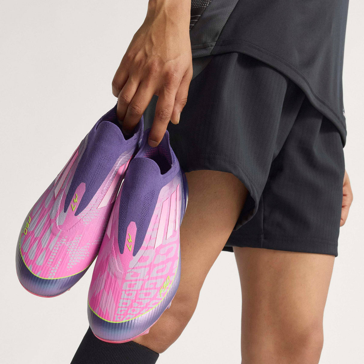 adidas F50 Elite LY Laceless FG Men's Soccer Cleats - Purple/White/Lemon