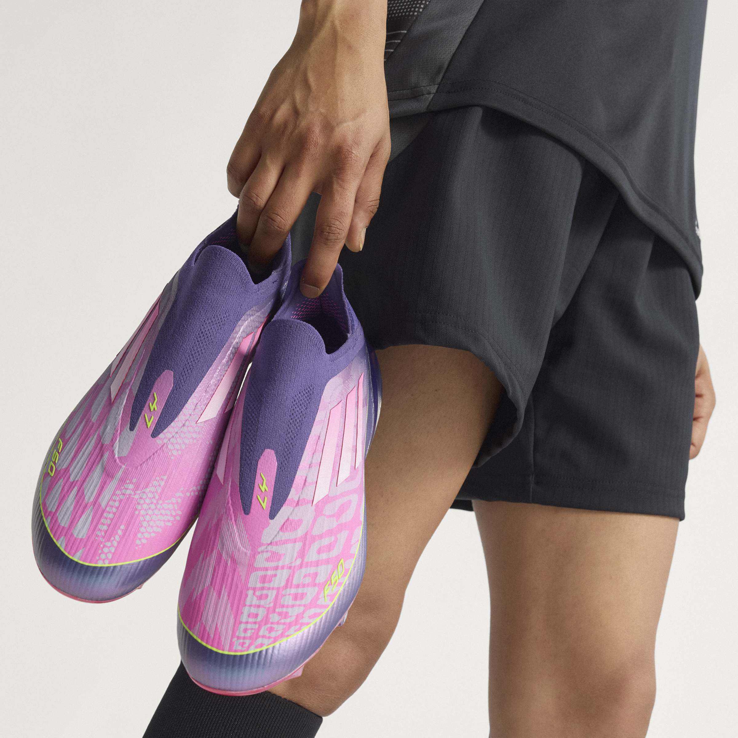 adidas F50 LEAGUE Laceless FG Men's Soccer Cleats - Purple/White/Lemon