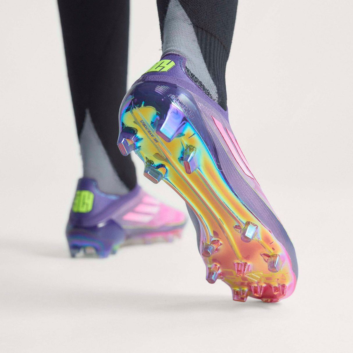 adidas F50 Elite LY Laceless FG Men's Soccer Cleats - Purple/White/Lemon