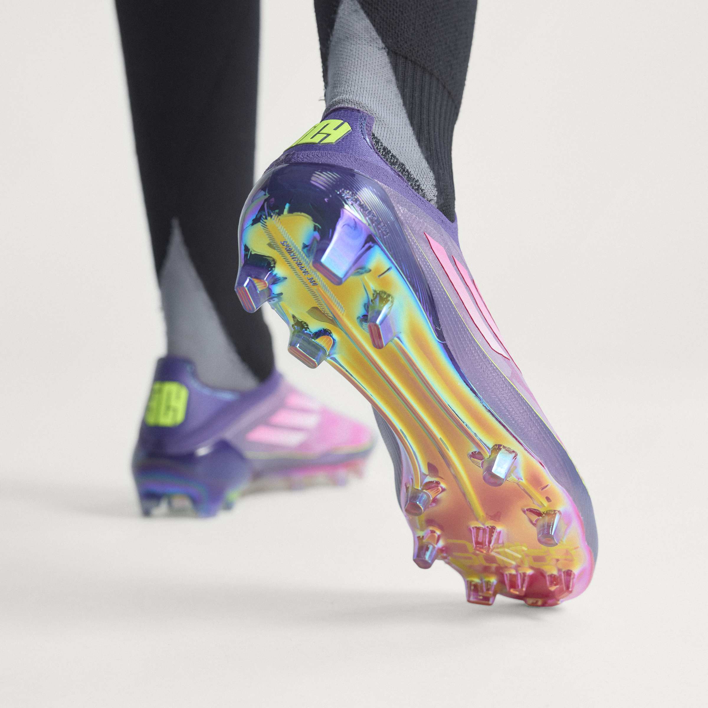 adidas F50 LEAGUE Laceless FG Men's Soccer Cleats - Purple/White/Lemon