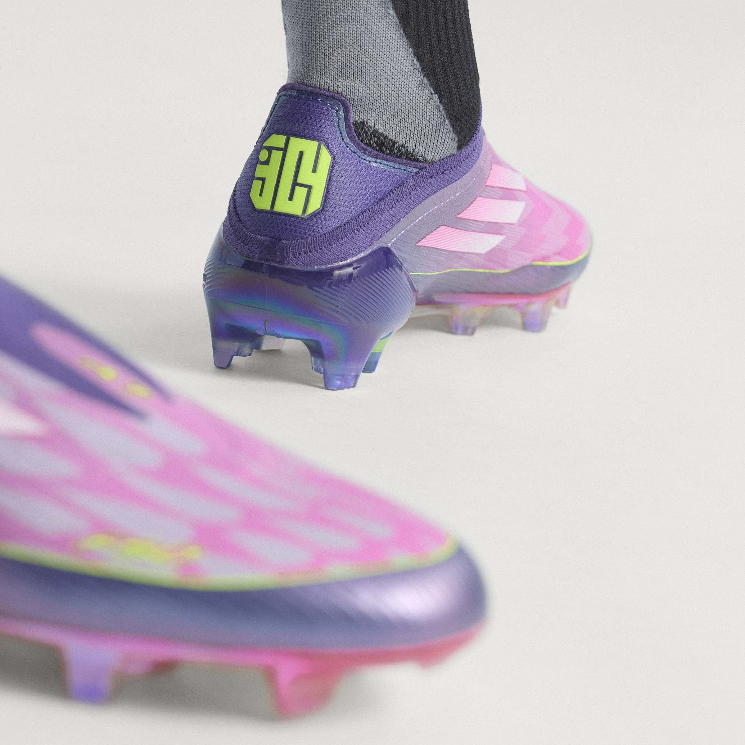 adidas F50 LEAGUE Laceless FG Men's Soccer Cleats - Purple/White/Lemon