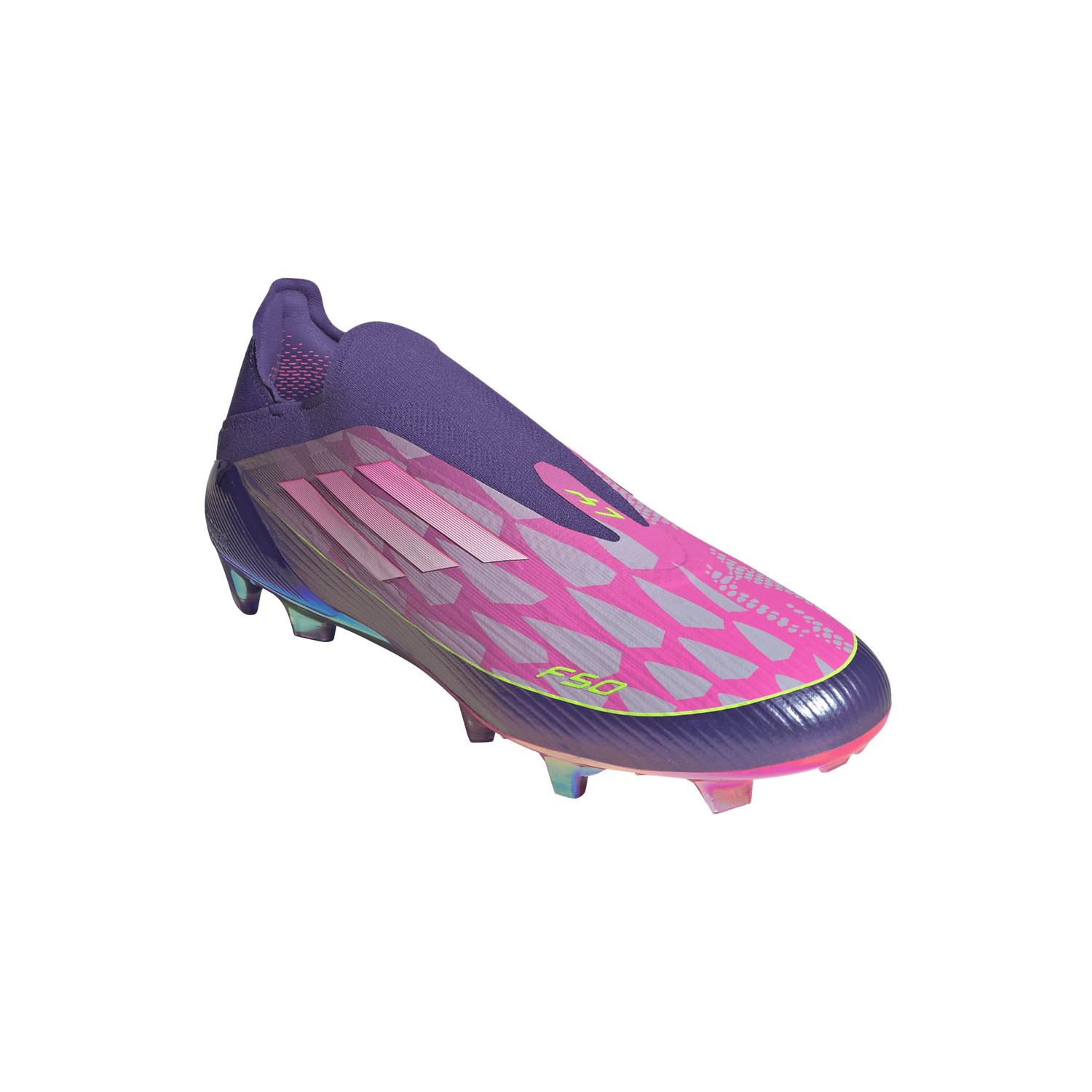 adidas F50 LEAGUE Laceless FG Men's Soccer Cleats - Purple/White/Lemon