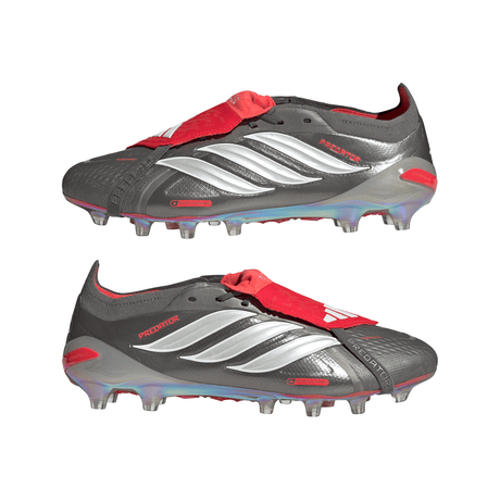 Tacos de fútbol para hombre adidas Predator Elite Fold-Over Tongue AG - Gris/Rojo