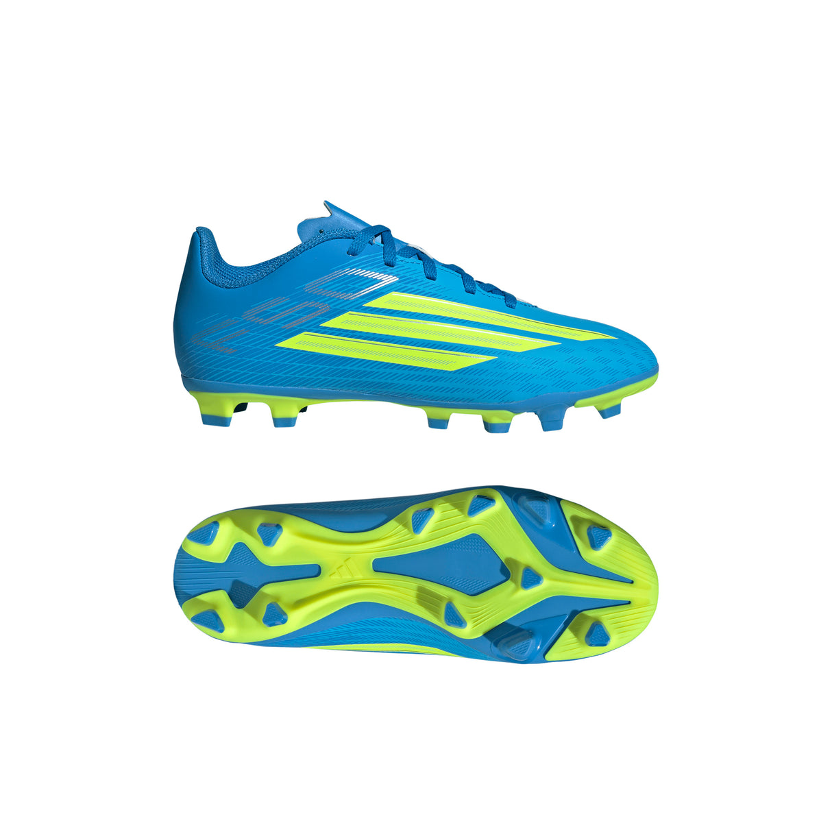 adidas F50 Club FG/MG Firm Ground/Multi Ground Youth Soccer Cleats - Blue/Yellow/Aqua