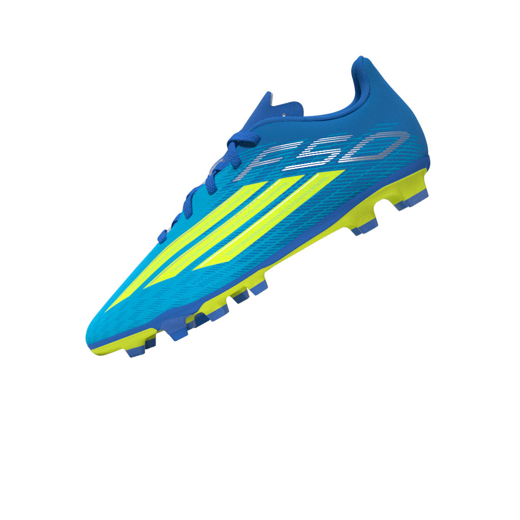 adidas F50 Club FG/MG Firm Ground/Multi Ground Youth Soccer Cleats - Blue/Yellow/Aqua