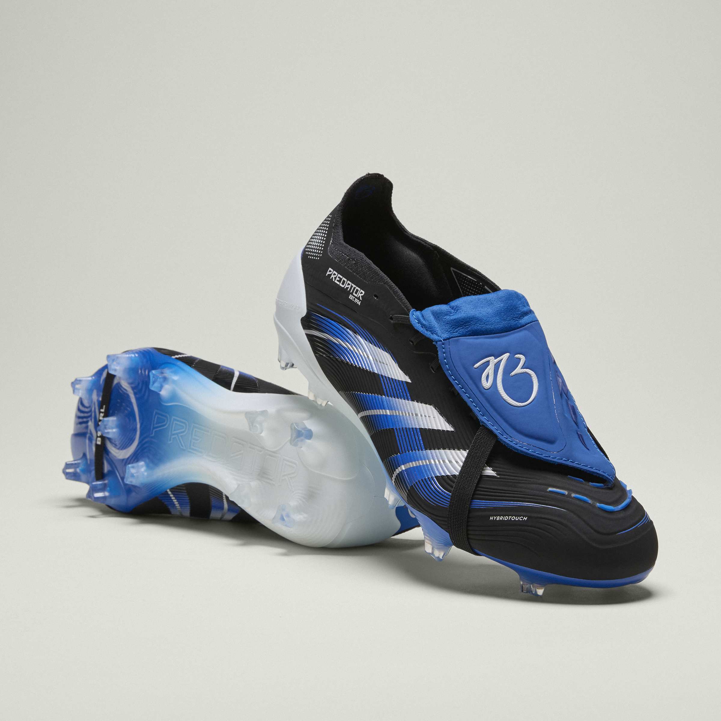 adidas Predator Elite JB Fold-Over Tongue FG Men's Soccer Cleats - Black/White/Blue