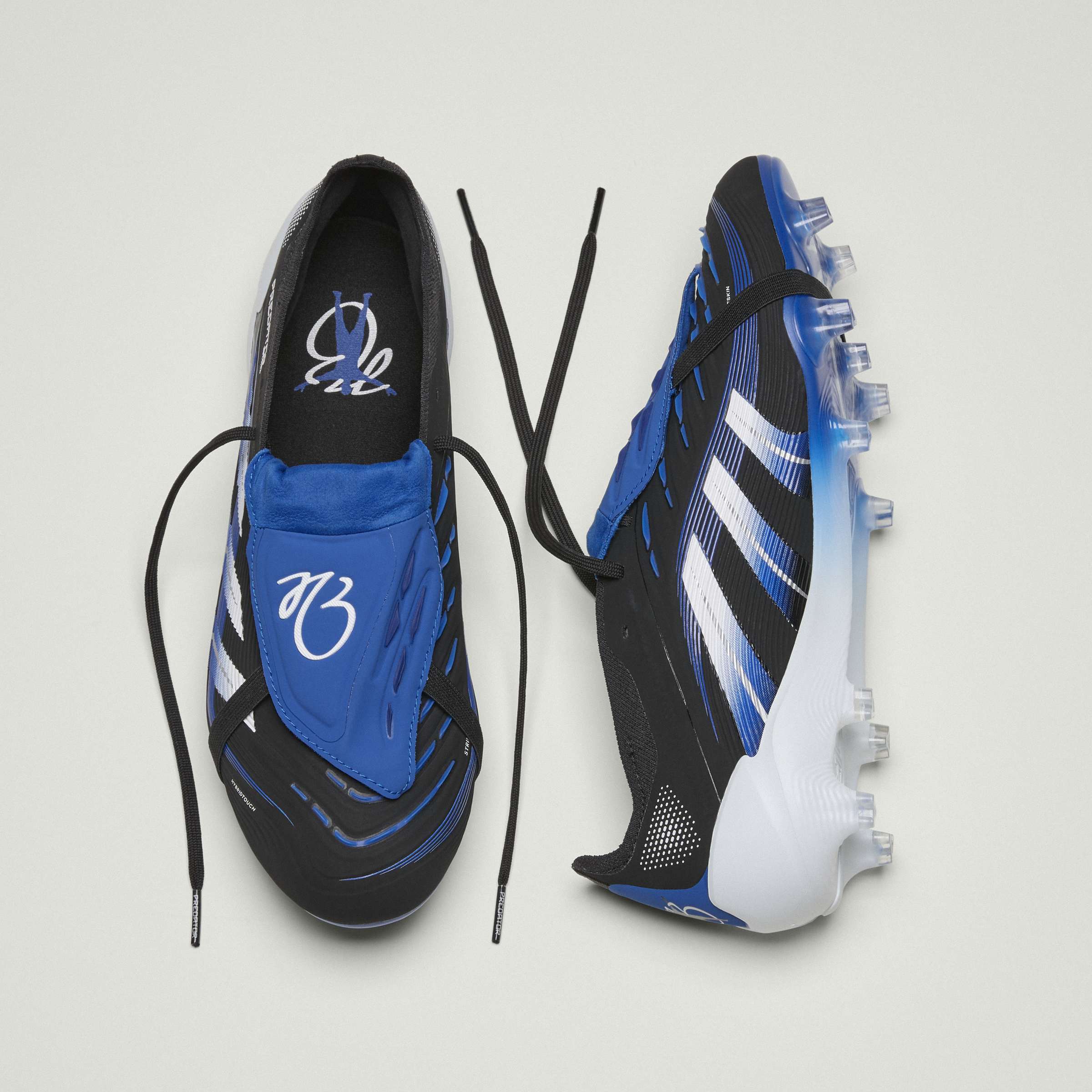 adidas Predator Elite JB Fold-Over Tongue FG Men's Soccer Cleats - Black/White/Blue