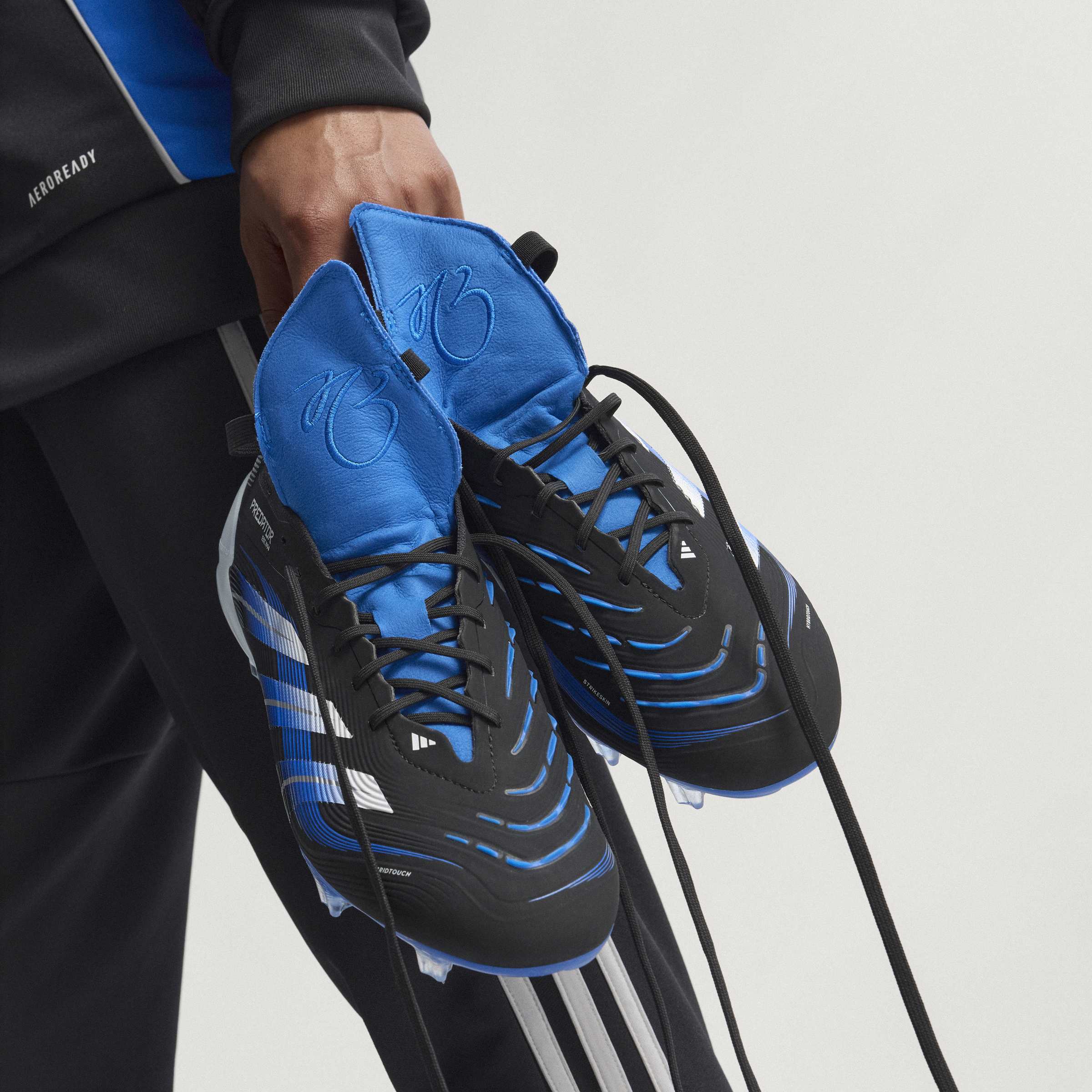 adidas Predator Elite JB Fold-Over Tongue FG Men's Soccer Cleats - Black/White/Blue