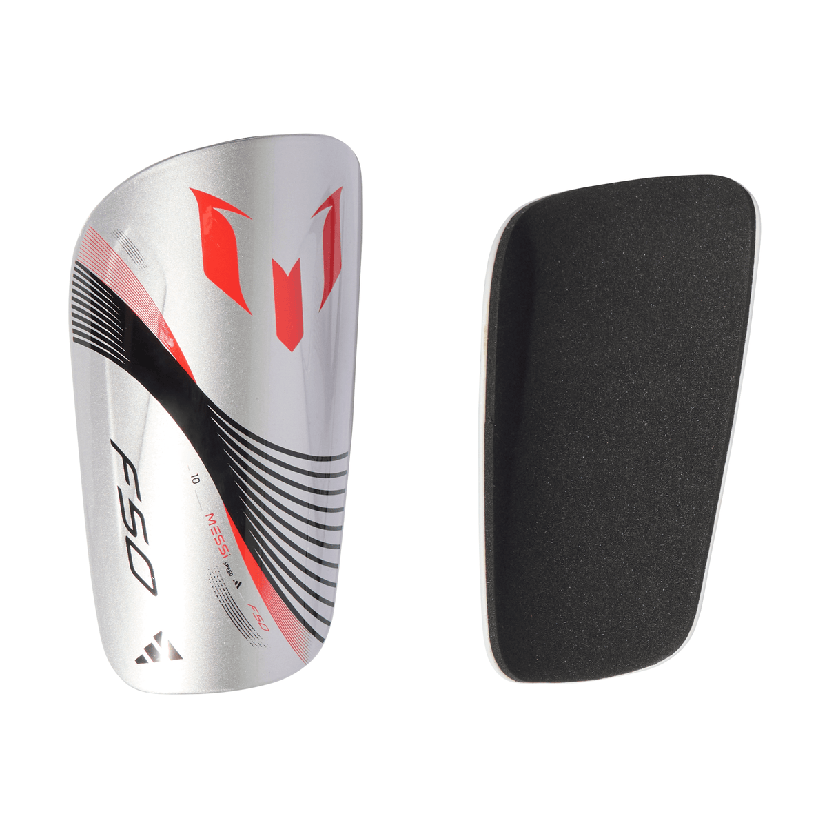 adidas Messi Club Shin Guards Silver/Red/Black