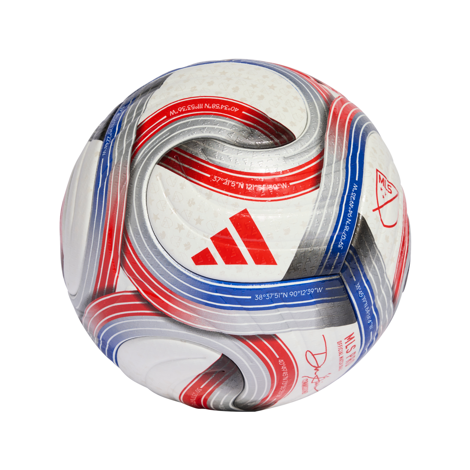 adidas 2026 Major League Soccer Pro Ball - White/Royal Blue/Red/Silver