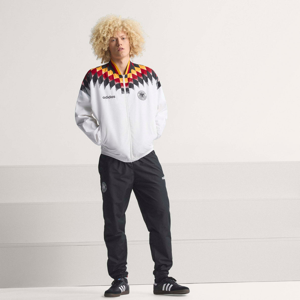 Chaqueta de chándal adidas Alemania 1994 de fútbol para hombre - Blanco/Negro/Rojo