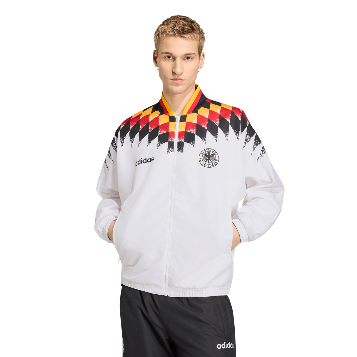 Chaqueta de chándal adidas Alemania 1994 de fútbol para hombre - Blanco/Negro/Rojo