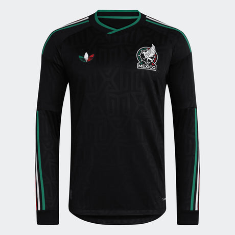 adidas Mexico Third Authentic Long Sleeve Men's Soccer Jersey 26 - Black