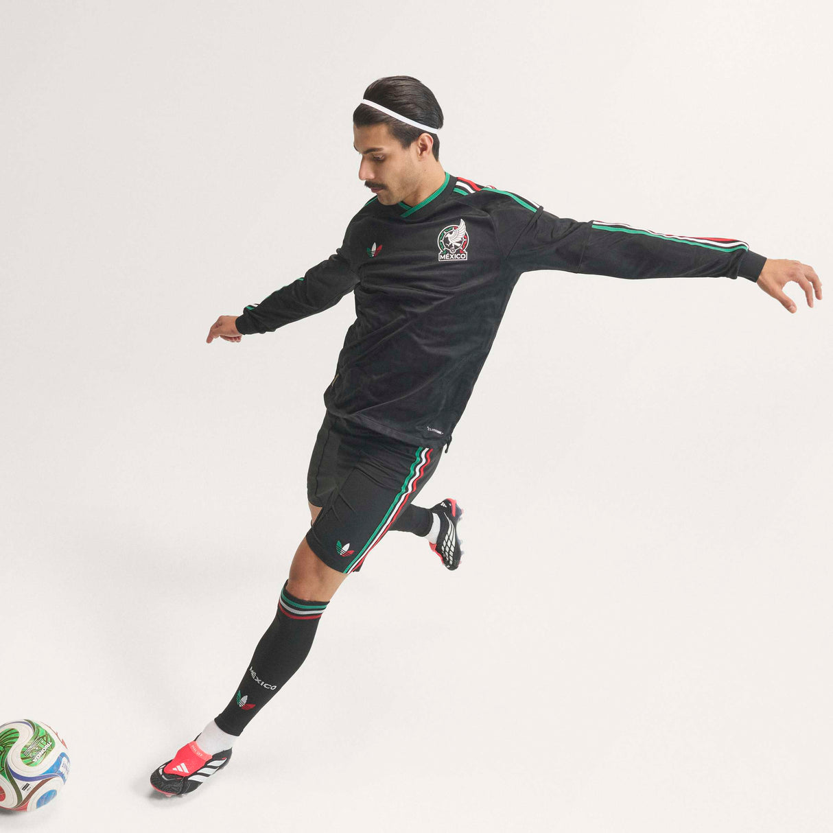 adidas Mexico Third Authentic Long Sleeve Men's Soccer Jersey 26 - Black