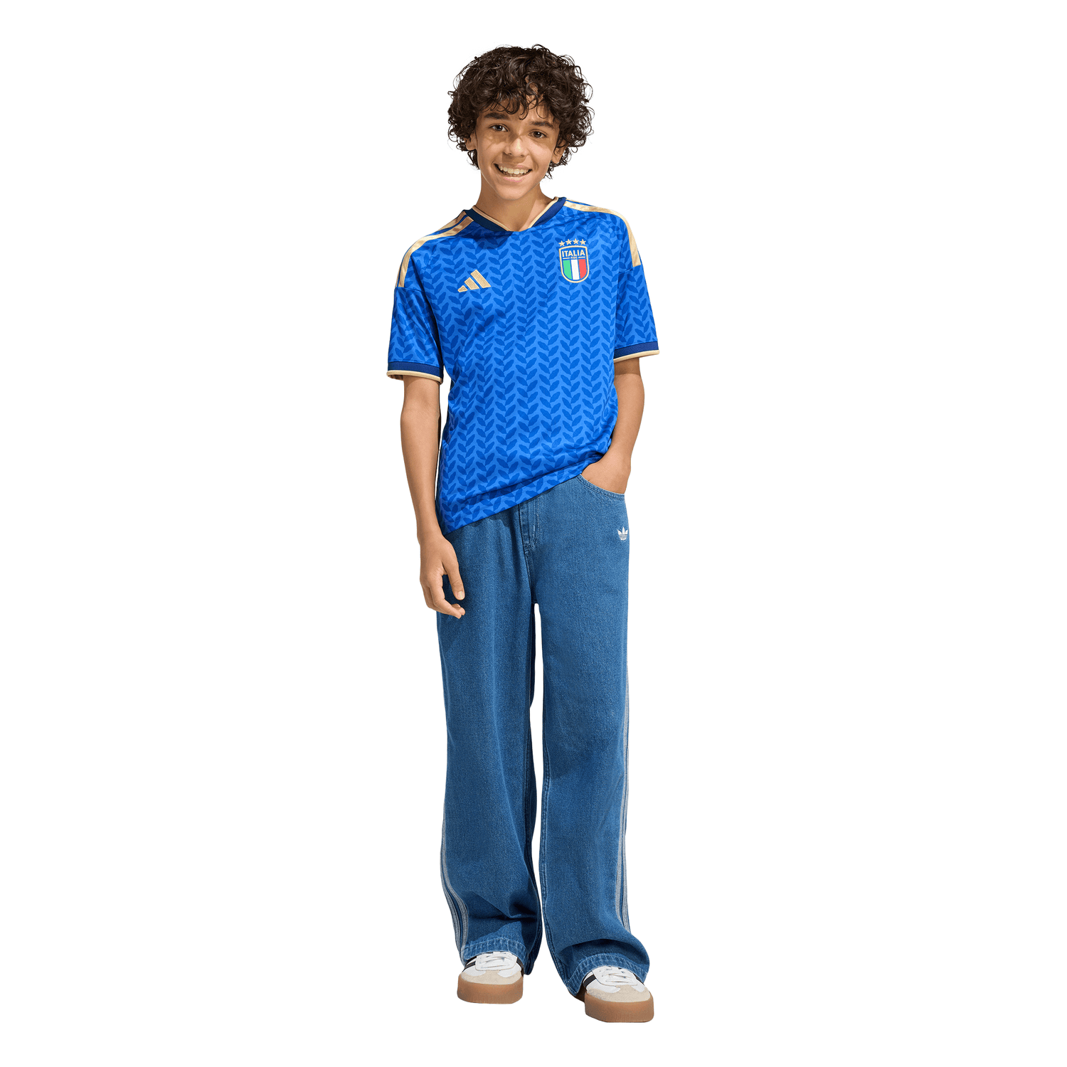 adidas Italy Home Youth Soccer Jersey 26 - Blue