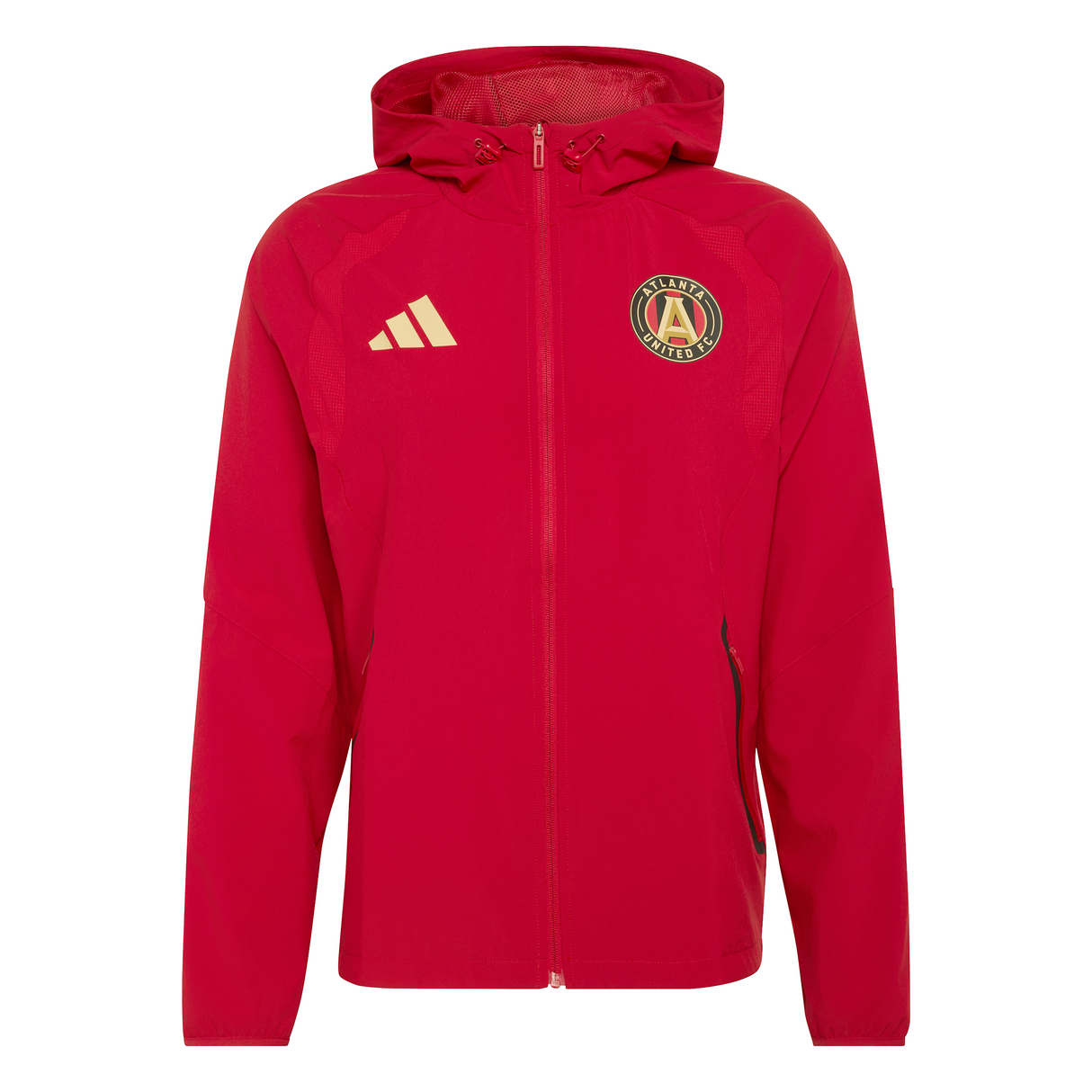 adidas Atlanta United FC Tiro Travel Full Zip Men's Soccer Windbreaker - Red/Gold