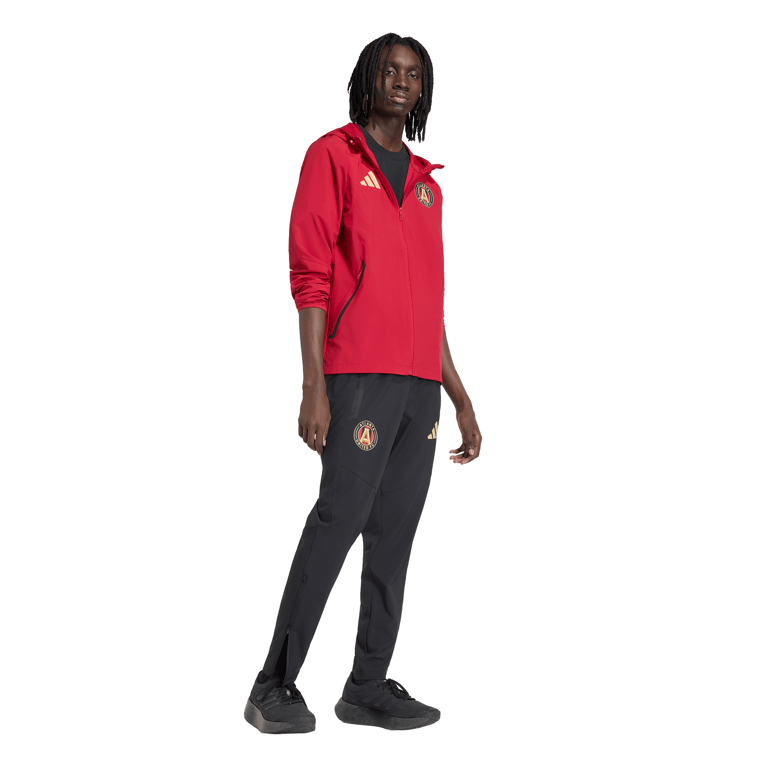 adidas Atlanta United FC Tiro Travel Full Zip Men's Soccer Windbreaker - Red/Gold