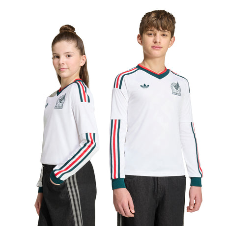 adidas Mexico Away Long Sleeve Youth Soccer Jersey 2026 - White